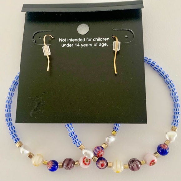 Ashley Stewart Women’s Large Hoop Bead Dangle Earrings - Picture 4 of 6